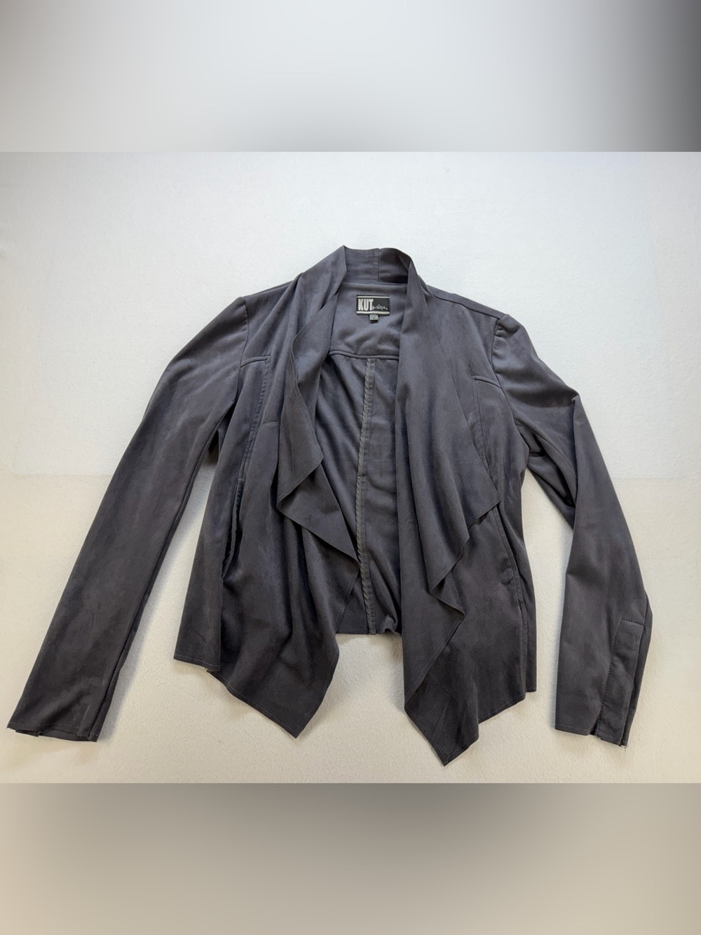 Kut from the Kloth Charcoal Draped Waterfall Jacket